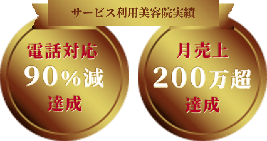 サービス利用美容院実績「電話対応90%減」「月売上200万越」達成